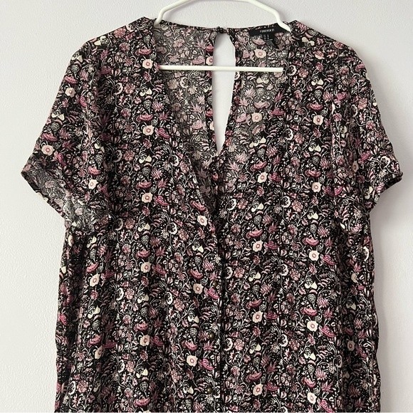 Forever 21 Pink Floral Print Button Down Dress Medium - Picture 2 of 10